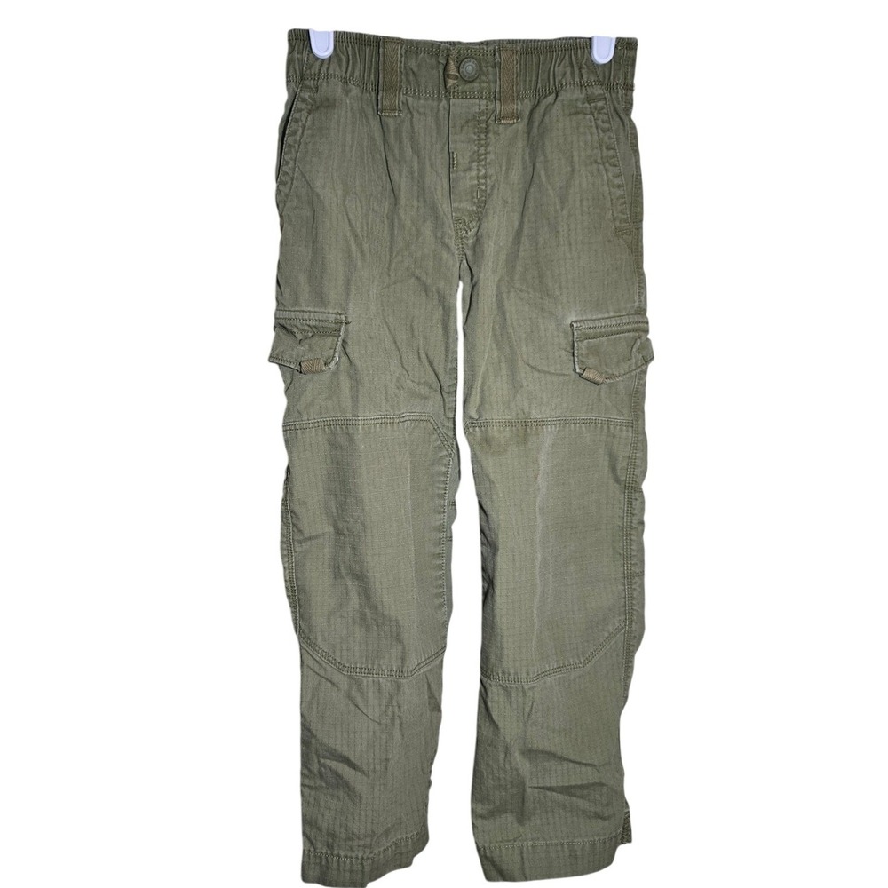 Lands' End Kids Khaki Cargo Tan Pants Reinforced‎ Snap Waist Deep Pockets Size 7